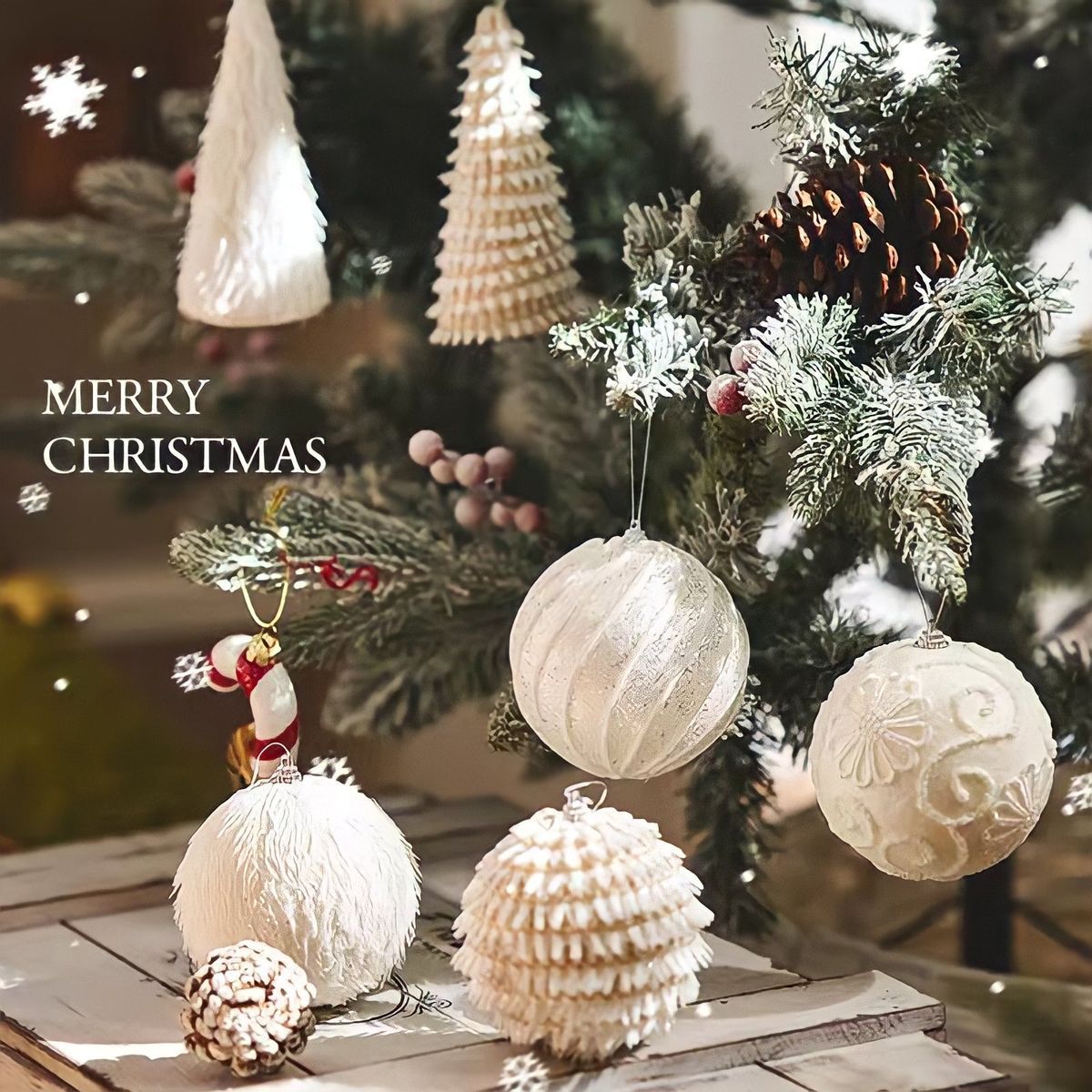 6pc Big size luxe white decor balls