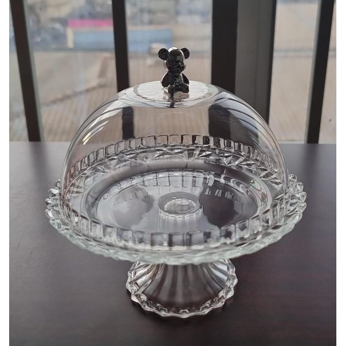 19x8.5cm Glass Base Acrylic Cover Household Snack Plate