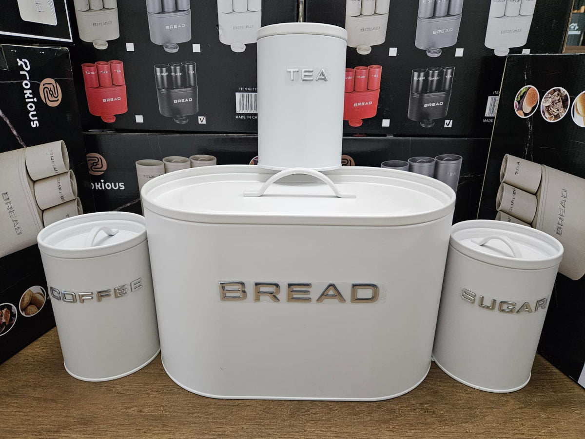 Unique and elegant bread storage bin with 3pcs canisters