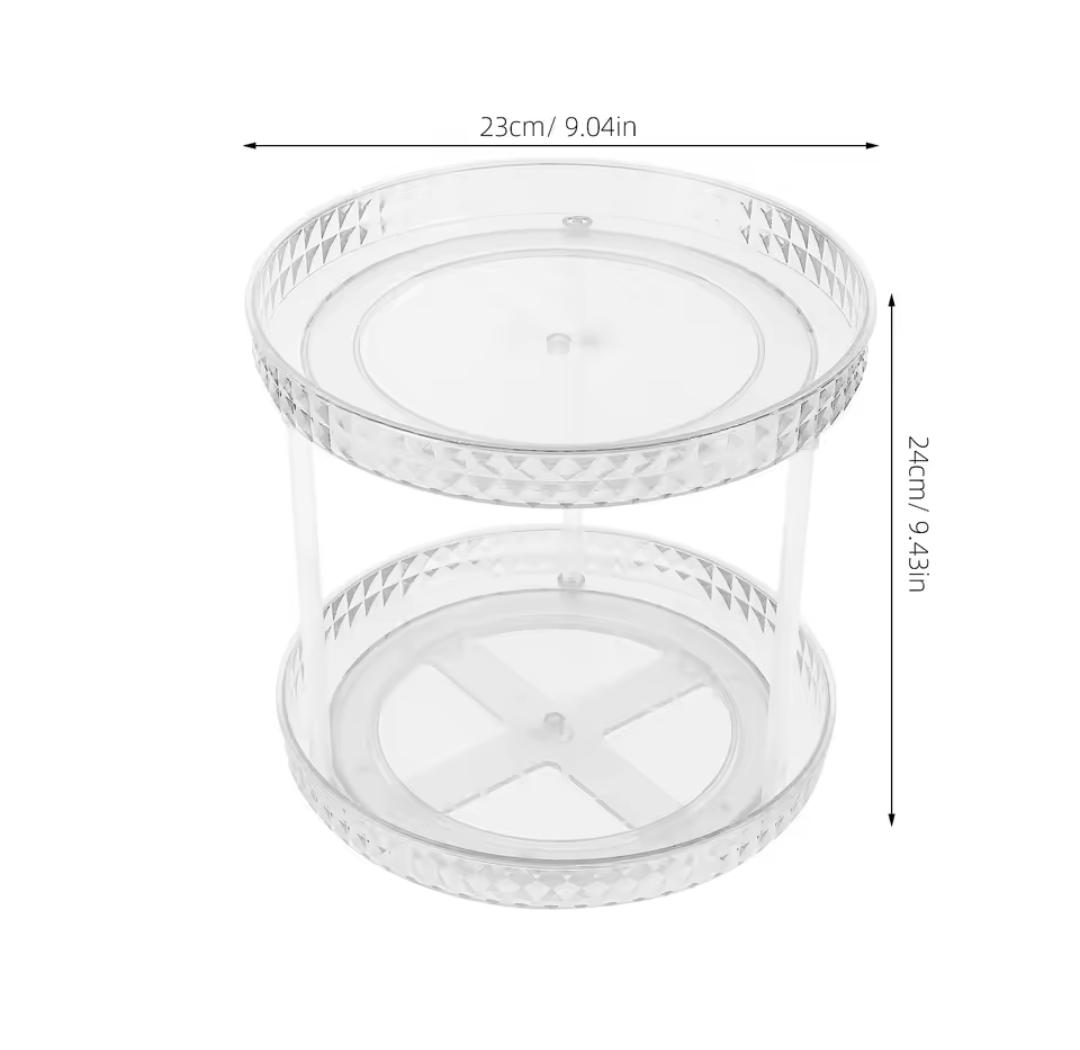 Diamond acrylic rotating lazy Susan.
360°