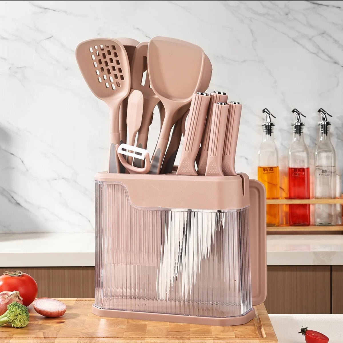 High quality 17pc food grade silicone kitchen utensil set.