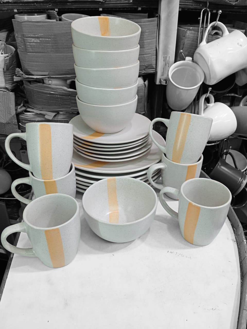 24pcs ceramic marble dinner set