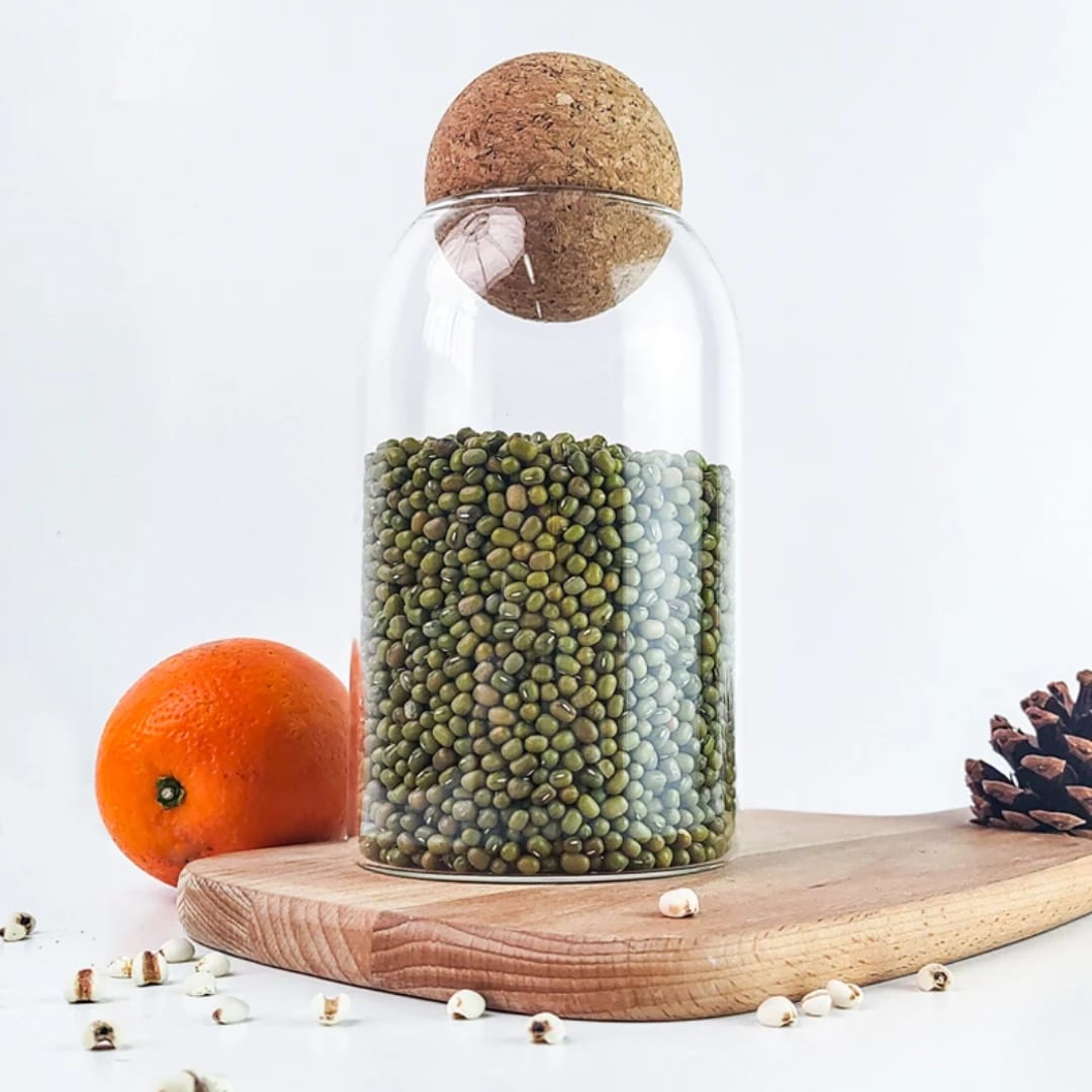 3pc Glass Storage Jars with Cork Lids