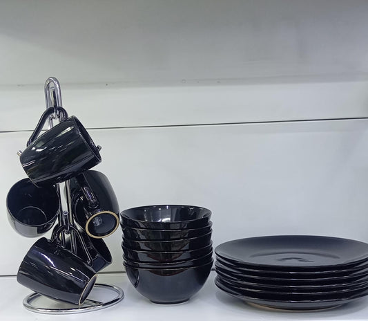 18pcs black themed  dinner set