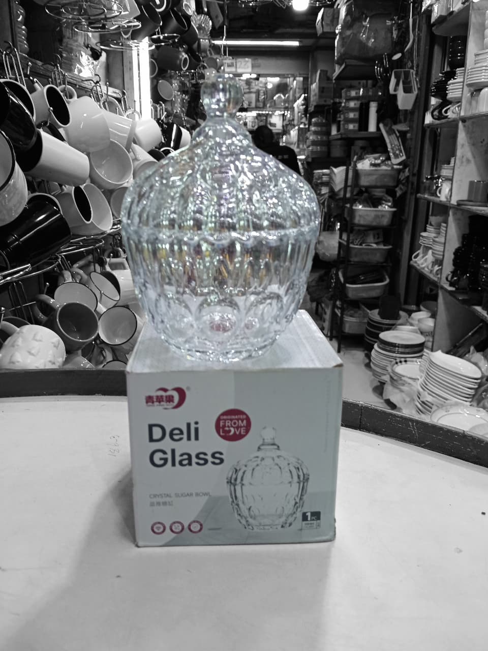 Deli glass sugar dish