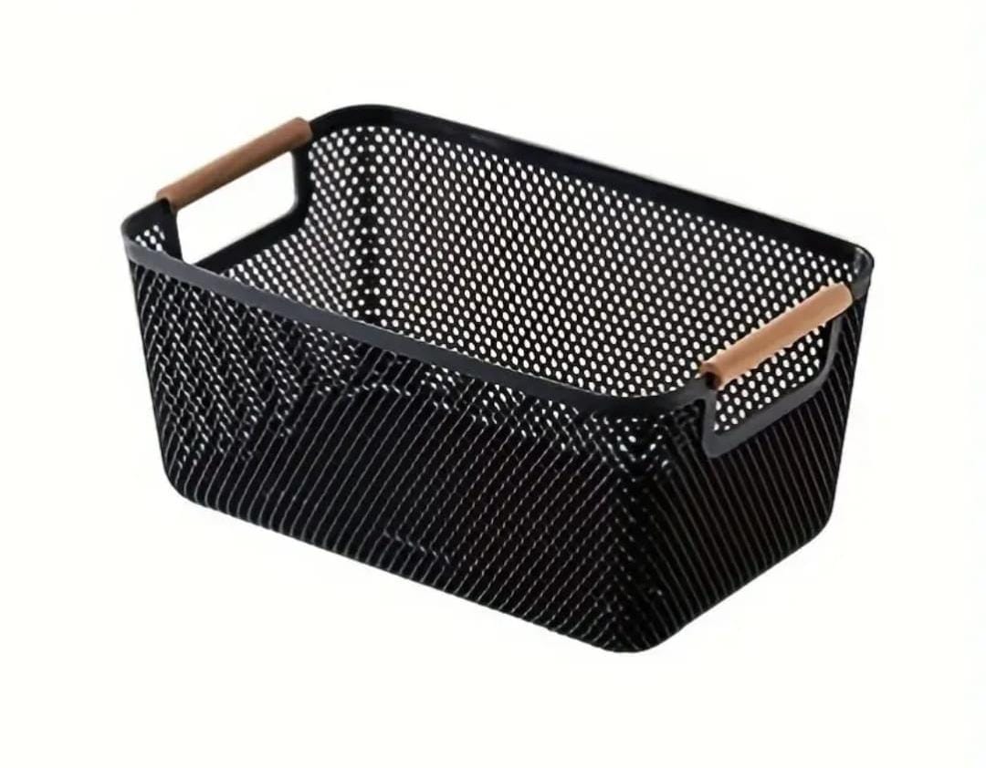 Large size Modern hard Plastic Storage Basket with Wooden Handles