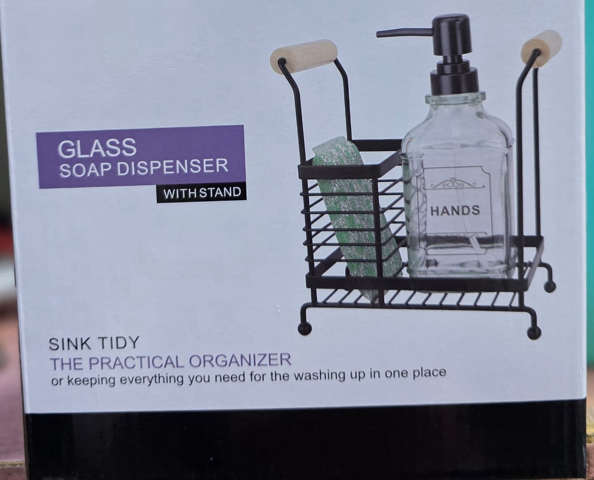 Glass Soap Dispenser with Stand.