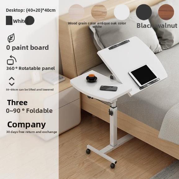 Adjustable Laptop Desk with Wheels, Rotating Standing Computer Table for Sofa Bedside, Lifting Notebook Stand Desk, Side Table