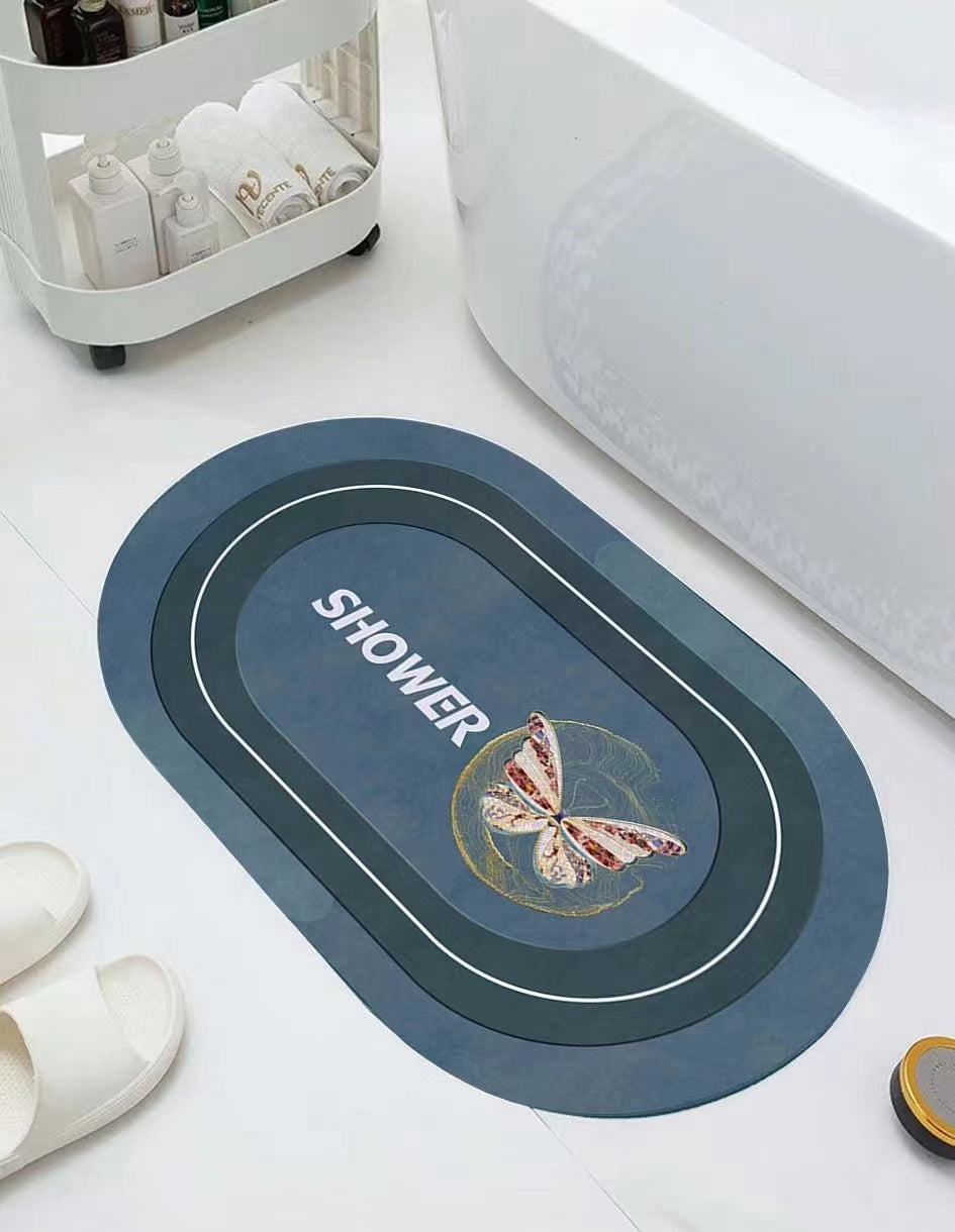 Oval Bathroom/ Door mats with rubber underside