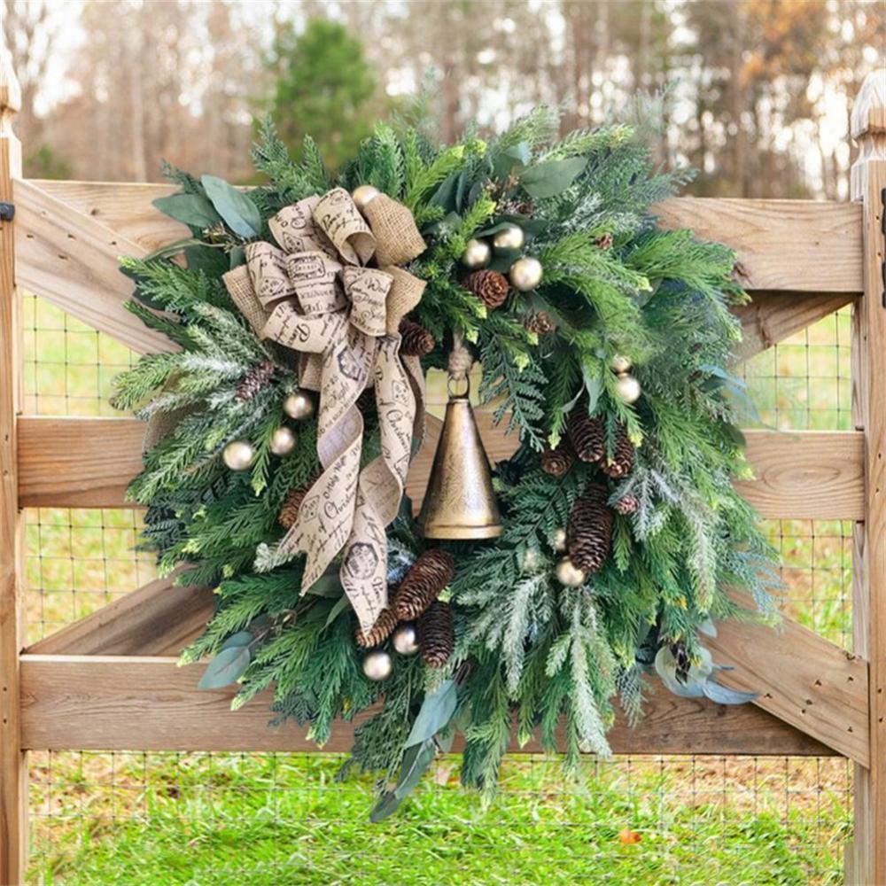 Christmas Wreath with Christmas Pine Cone Pine Needle Merry Christmas Garlands Decorations Ornaments