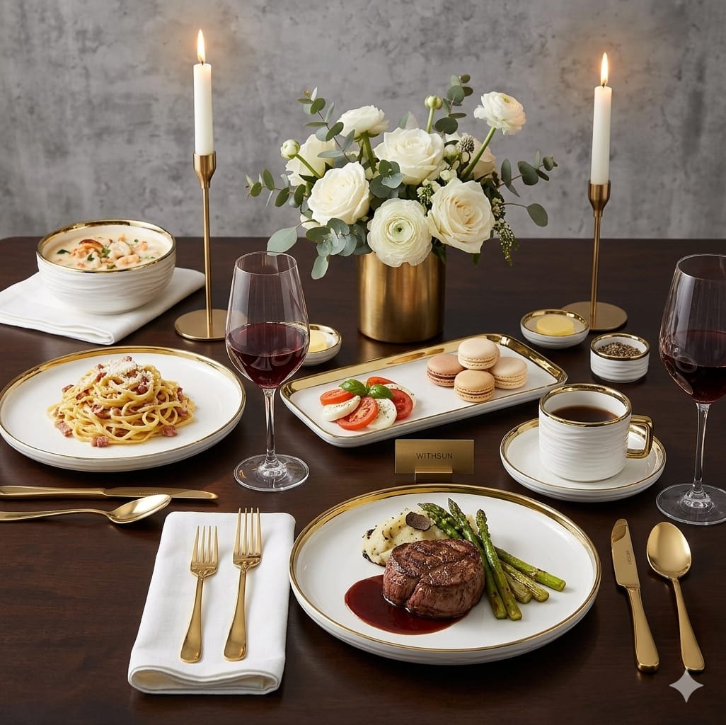 32pc Luxury Gold Ring Dinner set