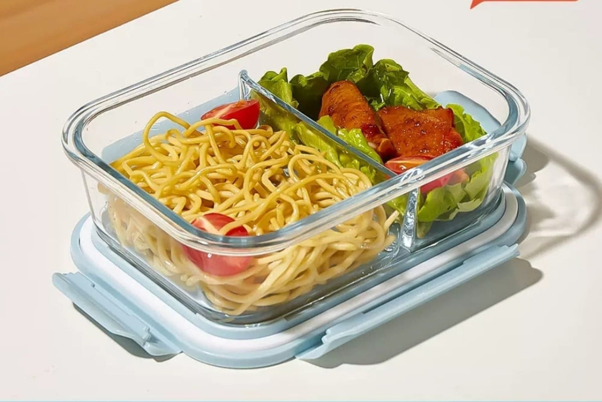 High borosilicate glass partitioned lunchbox