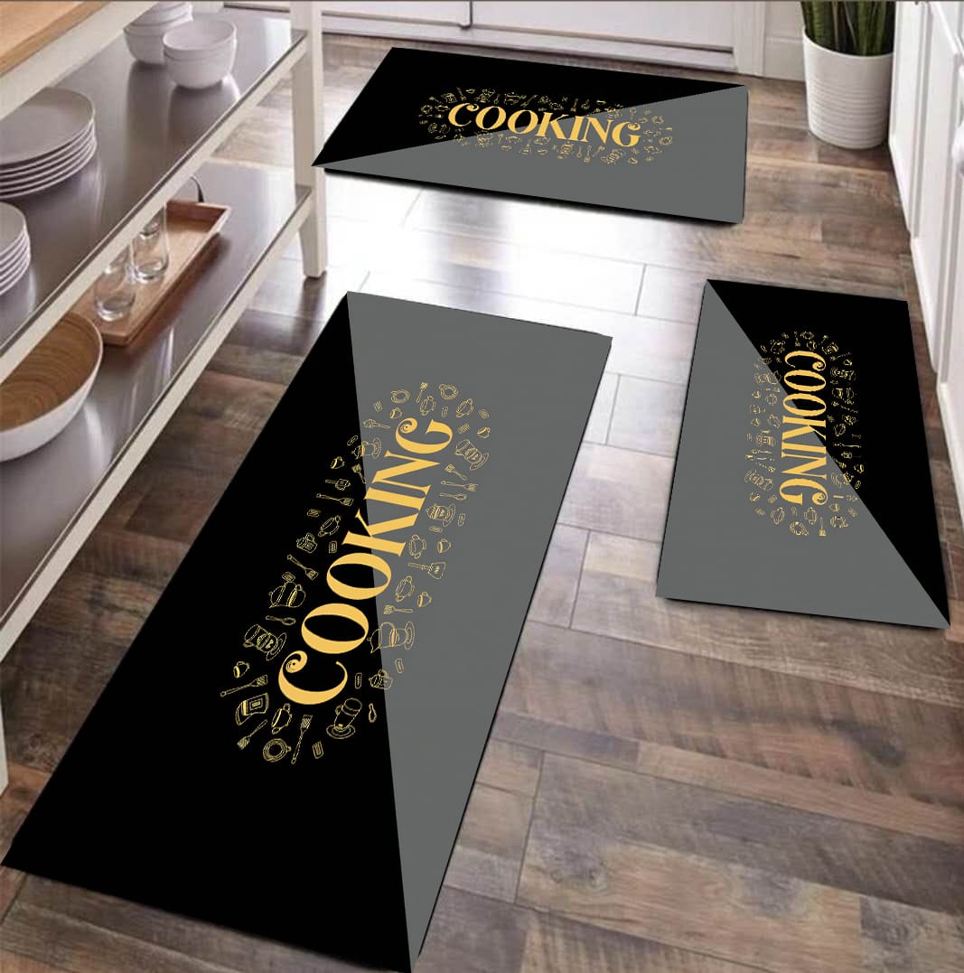 High quality medium grip Rubber underside floor 3D 2in1 kitchen mat