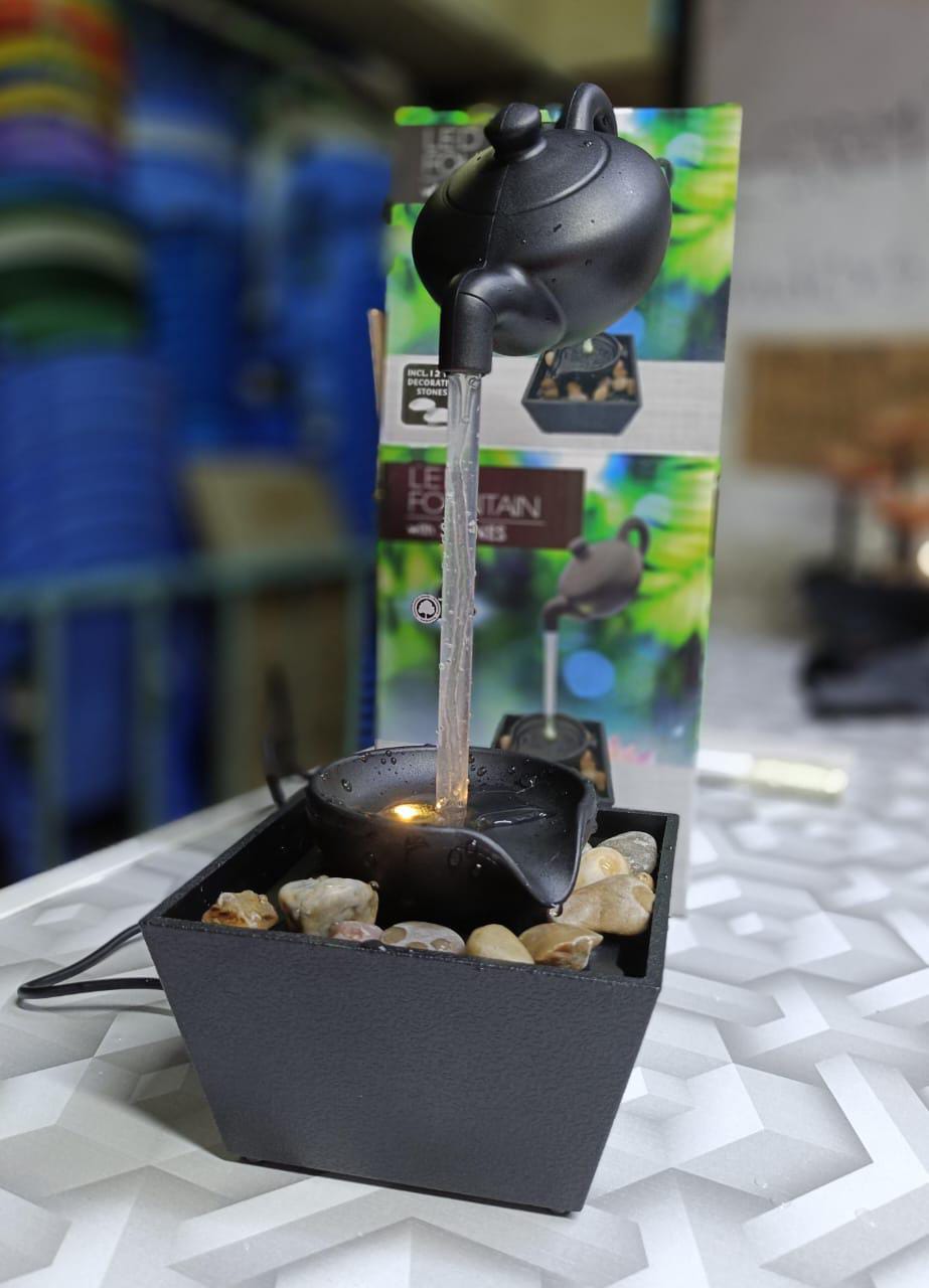 Led fountain floating Teapot water  with stones