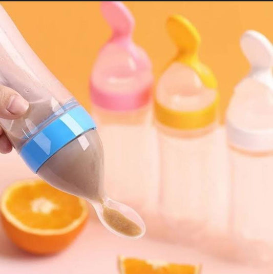 Soft Silicone baby feeding bottle with spoon tip