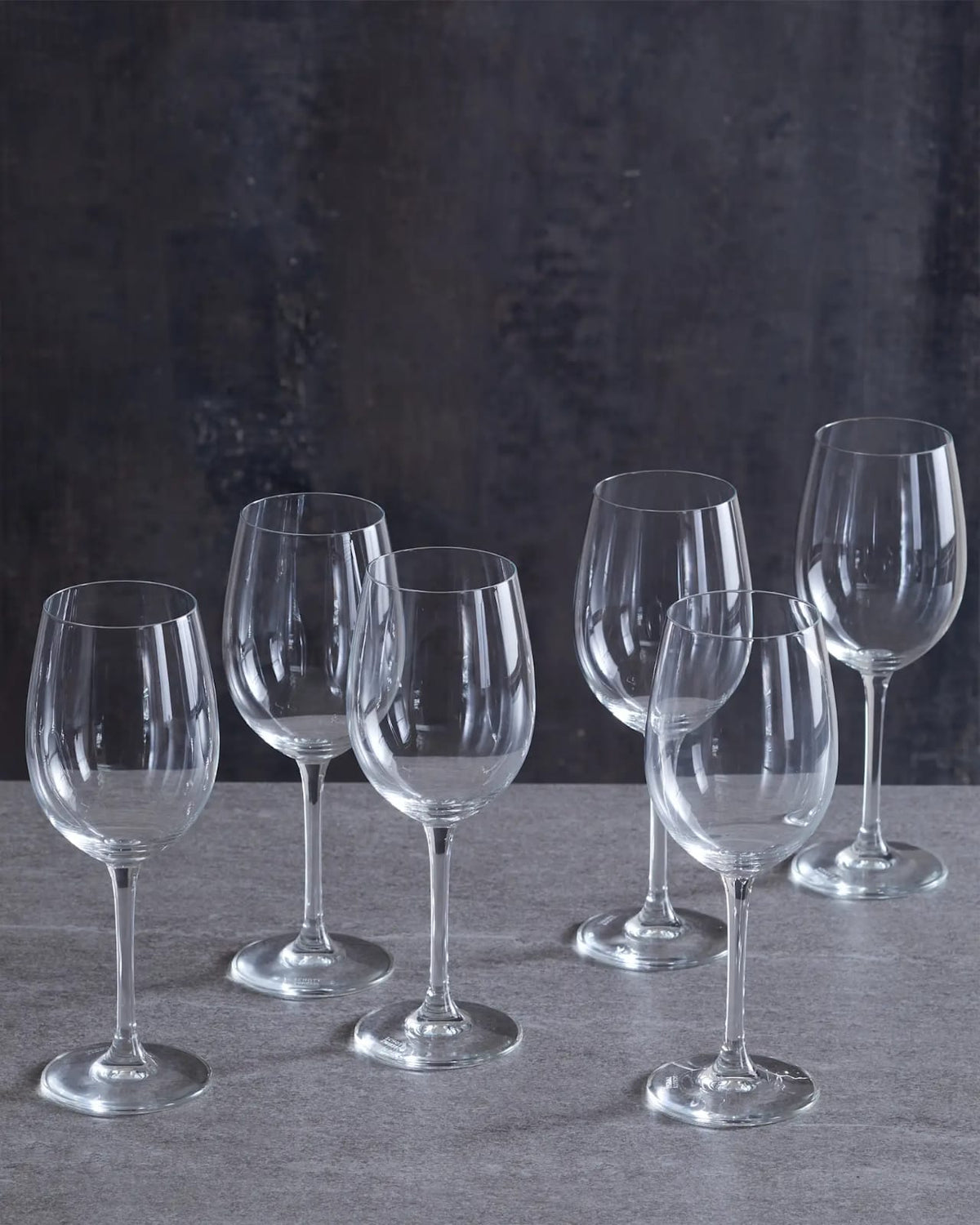 Crystal clear long stem red wine glasses