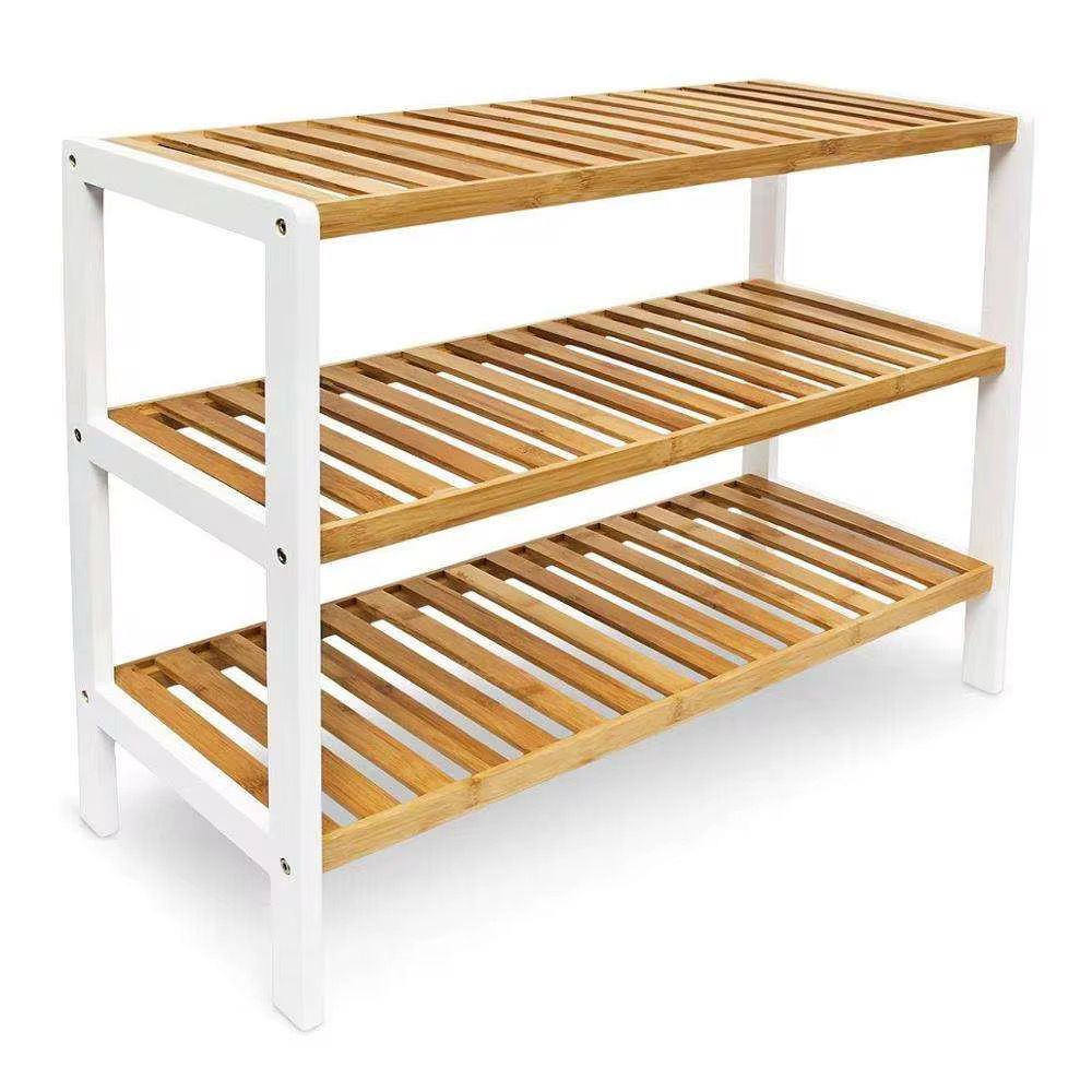 3 layer natural bamboo shoe rack/ storage organizer .