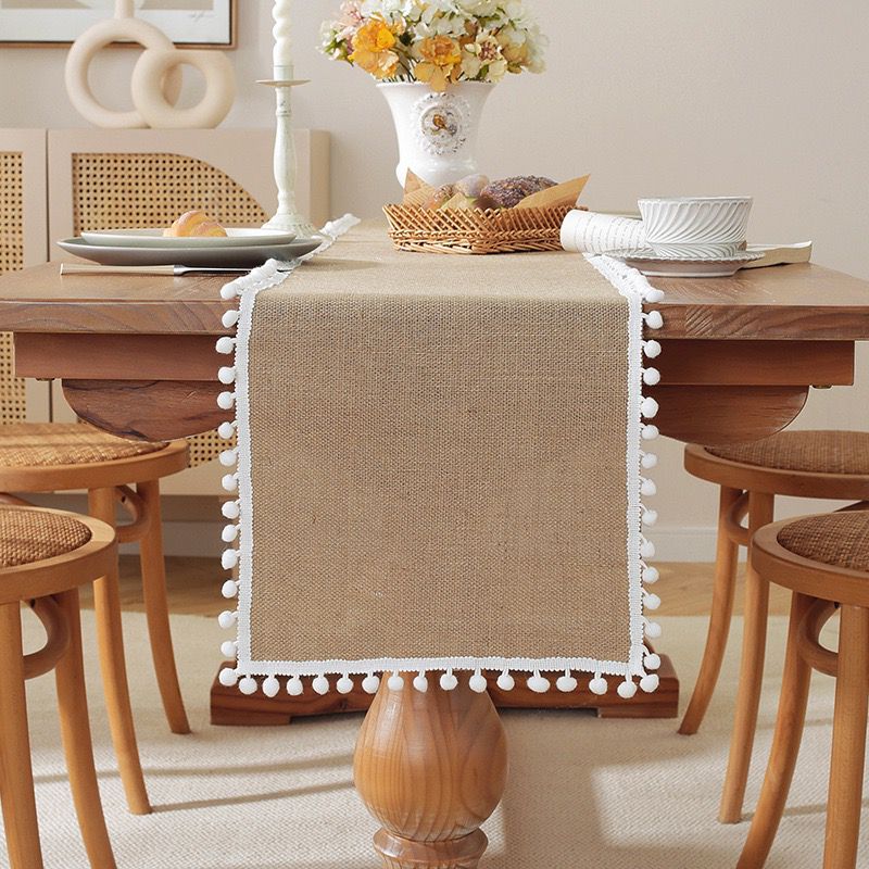 Natural Burlap Linen Woven Table