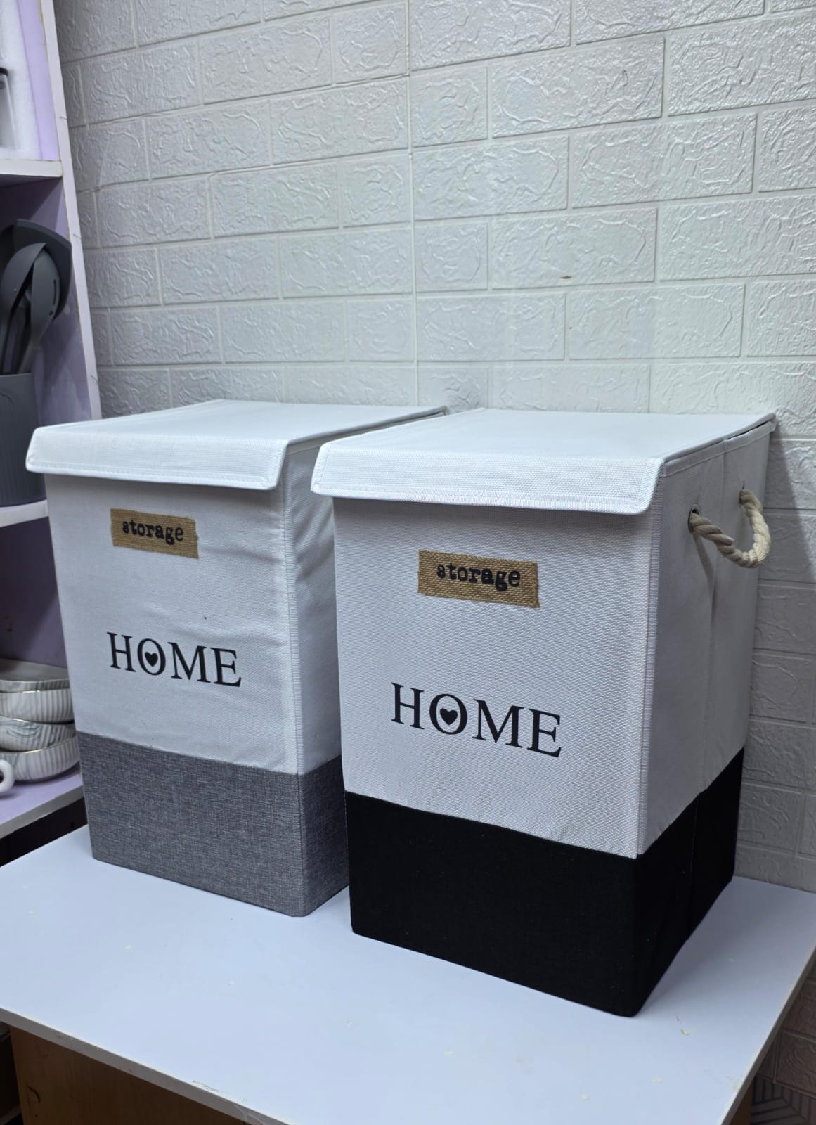 Big size Multipurpose foldable storage/ Laundry baskets with rope handles