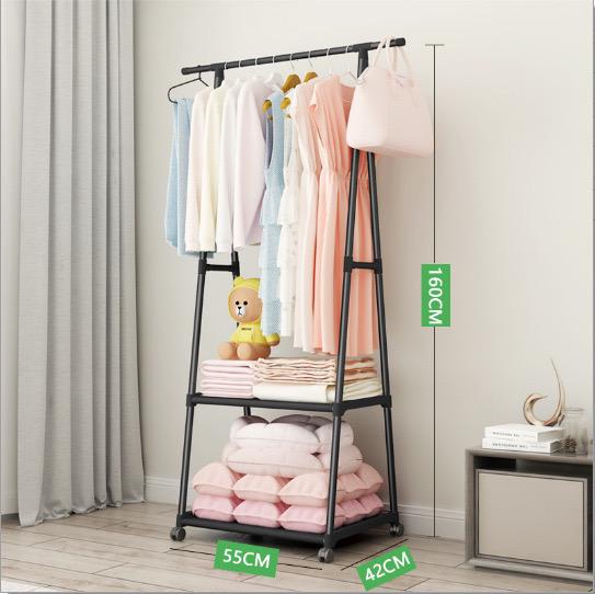 Simple coat rack Floor-to-ceiling clothes rack Household storage rack Bedroom three-dimensional clothes rack Foyer hanger