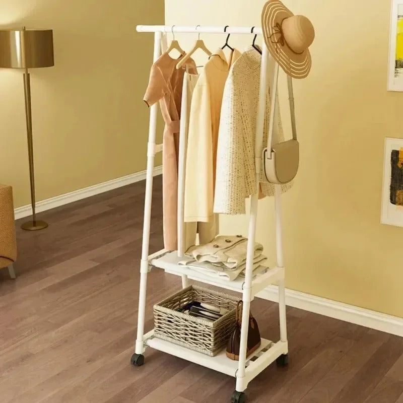 Simple coat rack Floor-to-ceiling clothes rack Household storage rack Bedroom three-dimensional clothes rack Foyer hanger