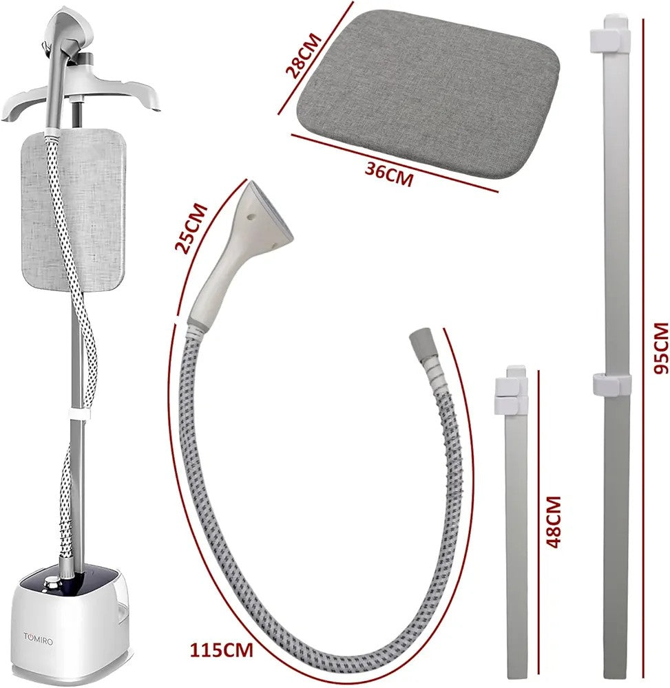 1800W 1.8L Steam Iron Standing Garment Steamer with Ironing Board, Strong Steam Penetration, Wrinkle Removal, Suitable for Home, Office and Travel