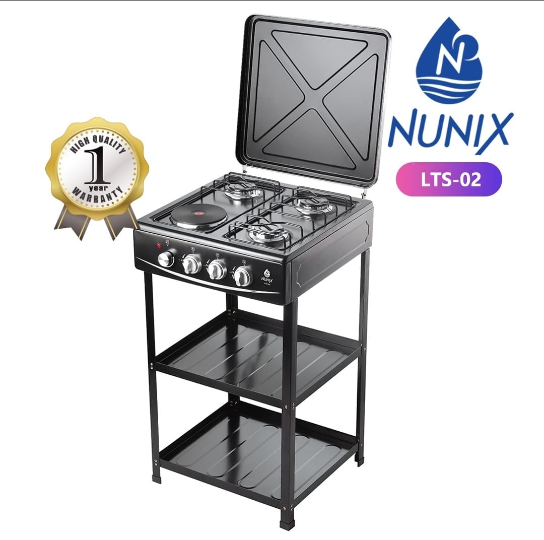 3 Gas + 1 Electric Hot Plate with Shelves