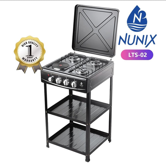 3 Gas + 1 Electric Hot Plate with Shelves