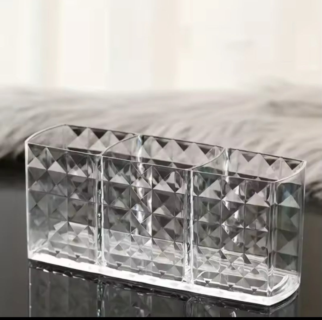 Diamond acrylic desktop/remote/makeup organizer
Partitioned