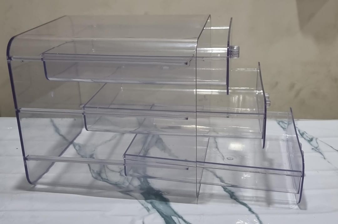 JN-125 3 drawer clear acrylic cosmetics storage box