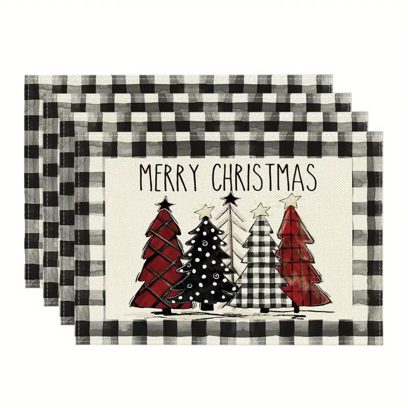 Plaid Christmas Rectangular Placemats Set of 2pcs 650/-