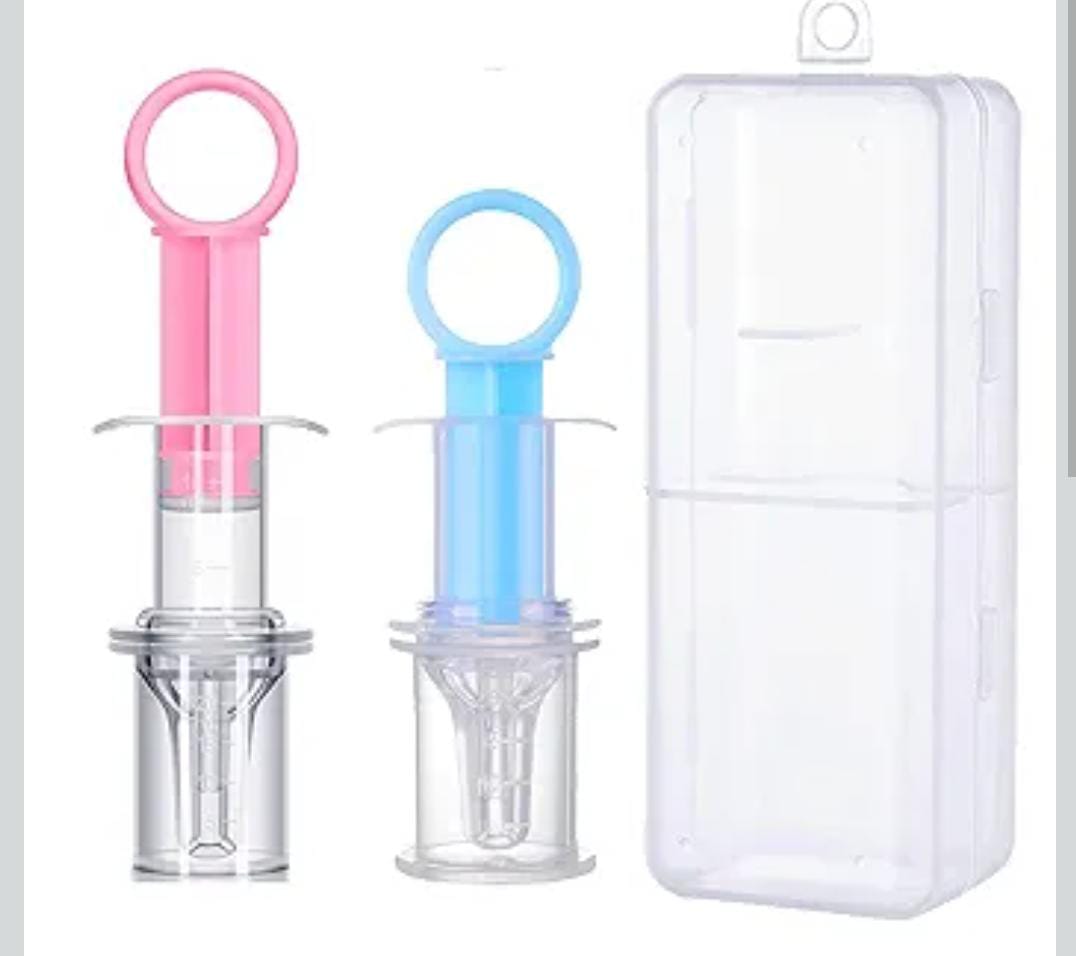 Pieces Baby Medicine Dispenser + 1 Piece Box, Baby Oral Feeding Syringe Baby Liquid Feeder Dispenser with Dummy Head Suitable for Toddlers