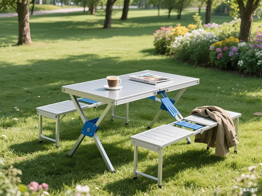 Folding picnic table and chairs set
