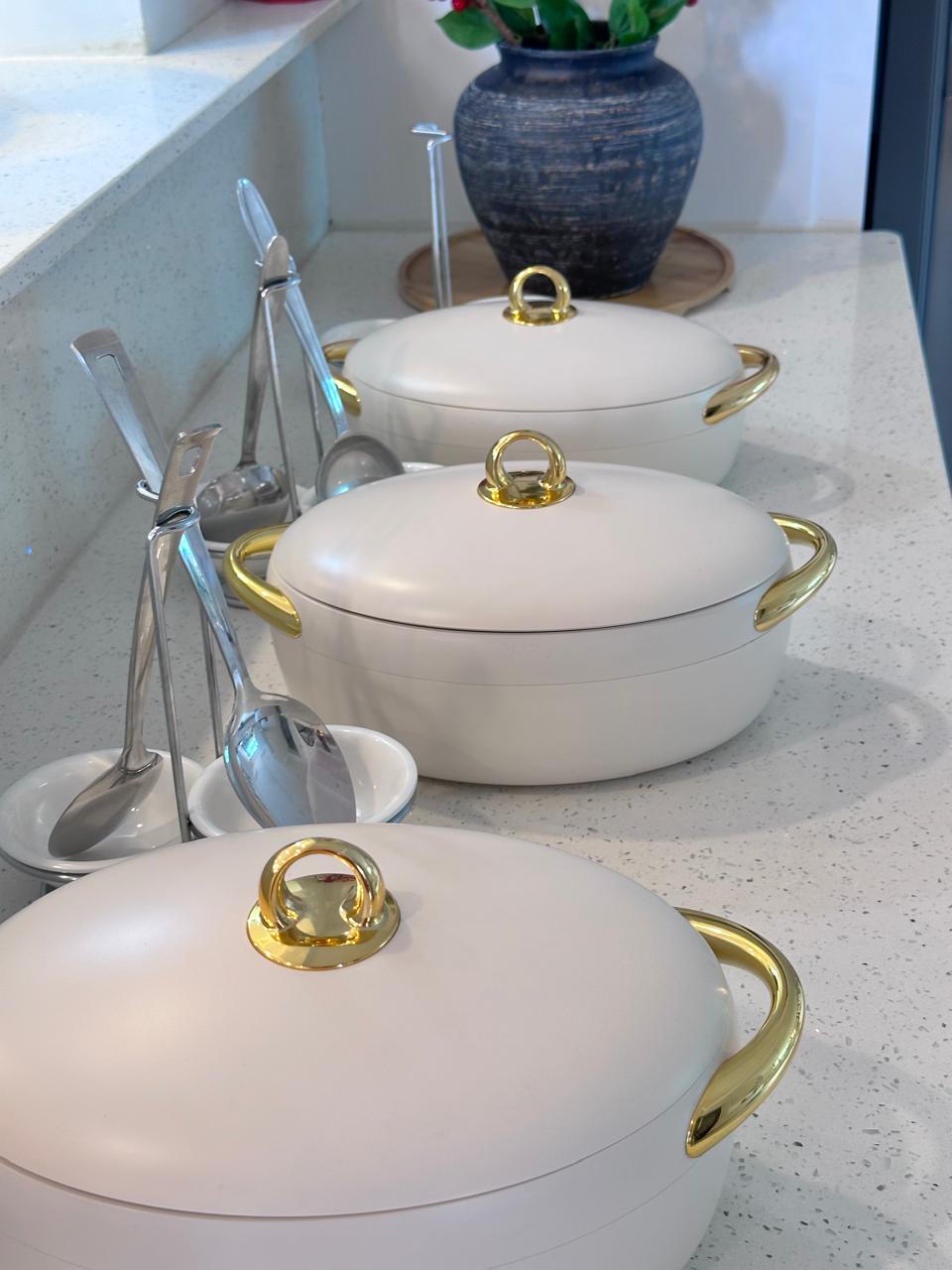 3pcs luxury Forever gold hotpot set