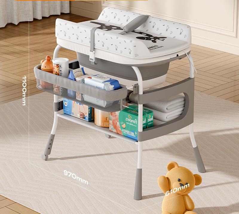 Baby bath tub with changing table and storage