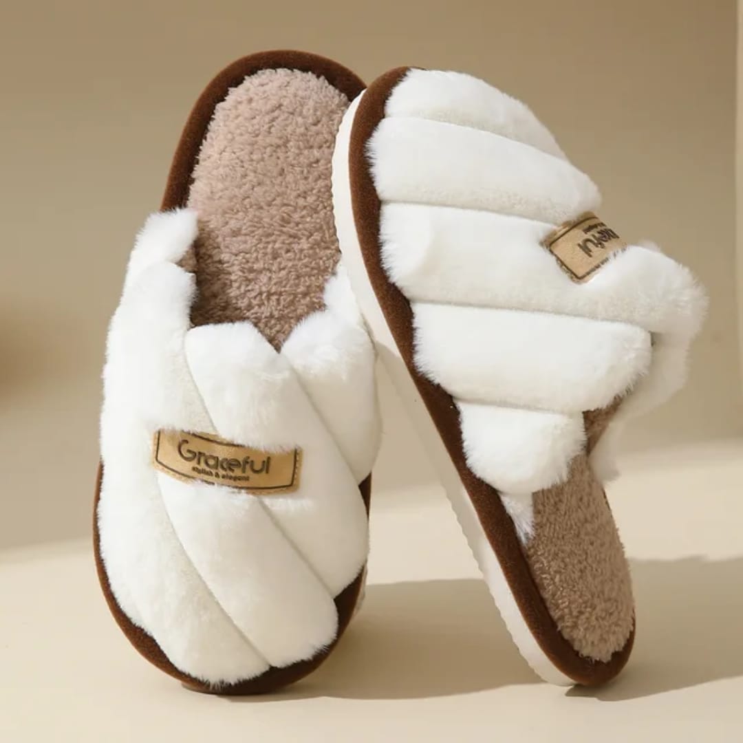 Women Pink Soft Fluffy Warm Fur Slippers Woman Winter Light Closed Toe Living Room Shoes Female