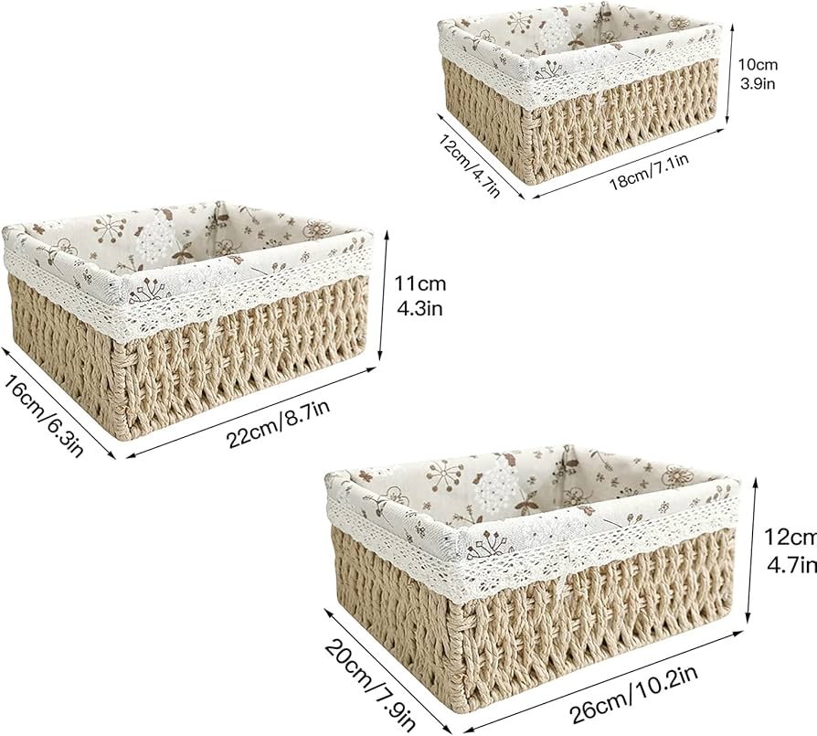 3-in-1 Woven Basket Organizers