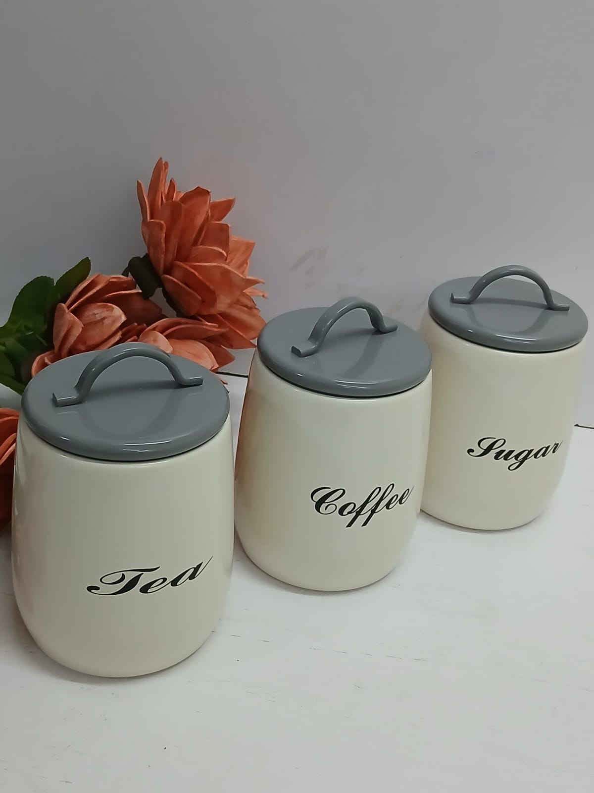 Sugar, Tea, Coffee canisters