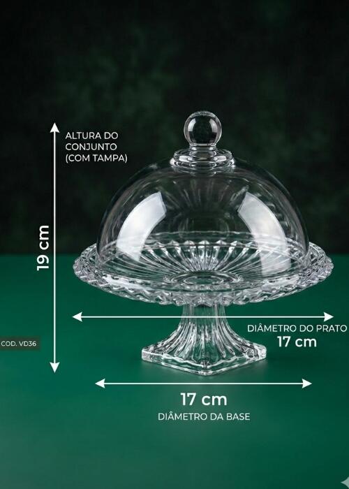 19x8.5cm Glass Base Acrylic Cover Household Snack Plate