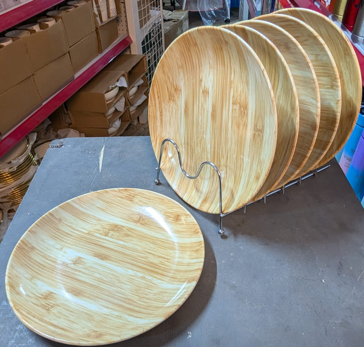 Quality round Bamboo Design melamine dinner plates