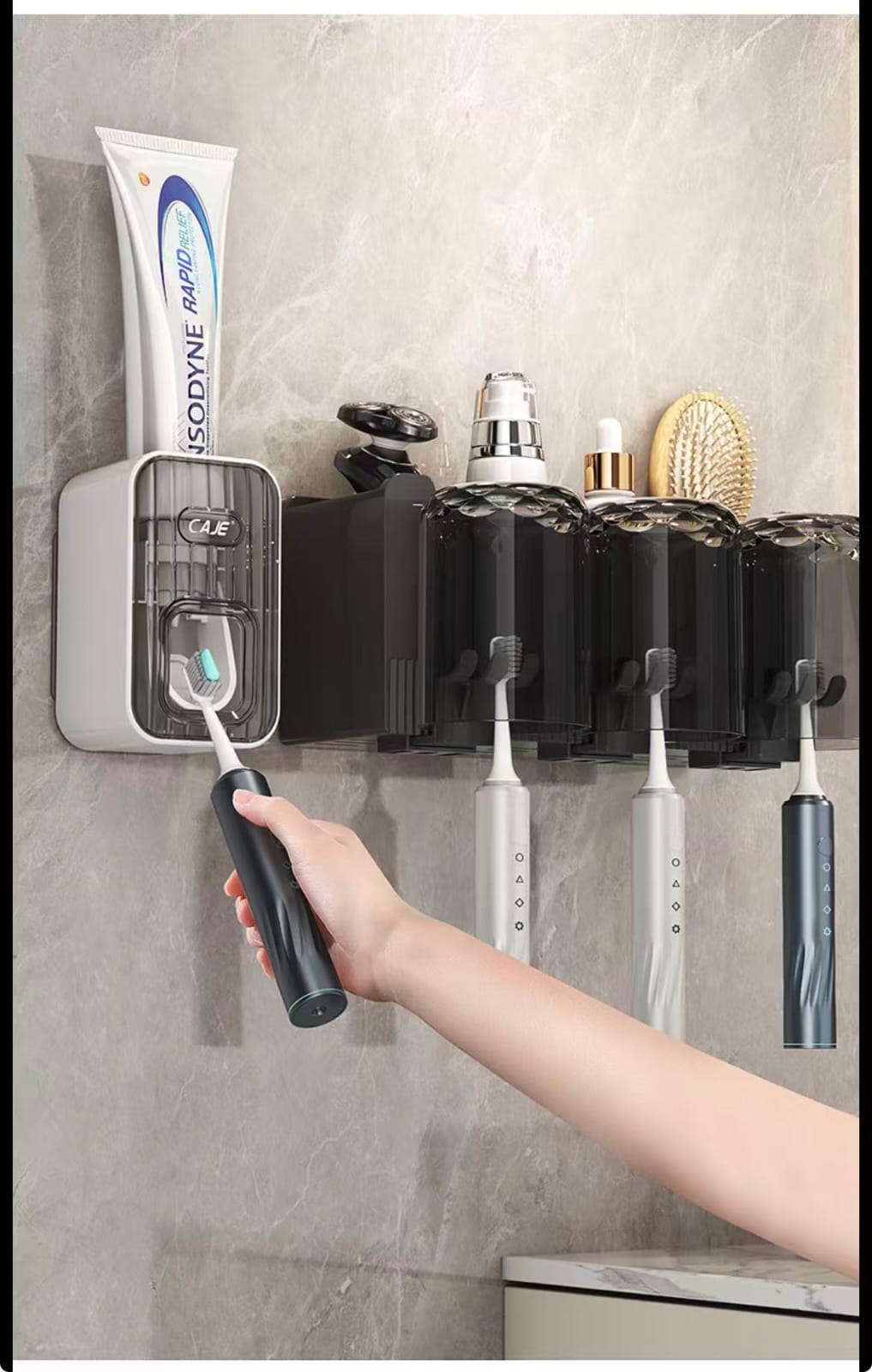 *Toothbrush holder /Toothpaste dispenser with 4 cups