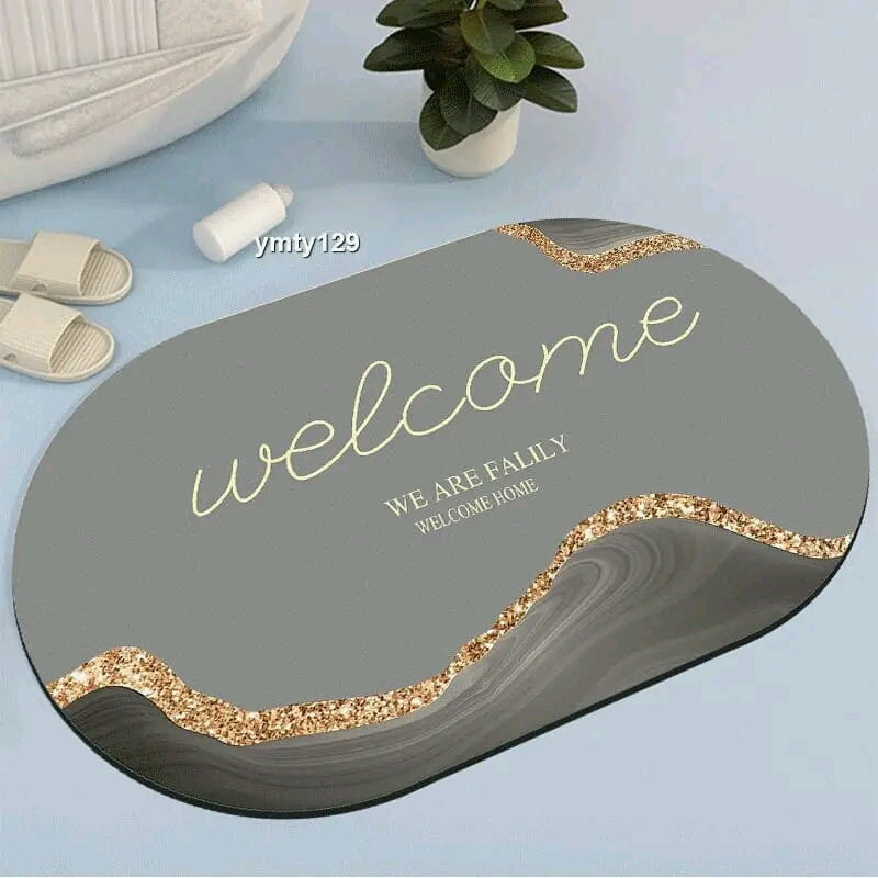 Oval Bathroom/ Door mats with rubber underside