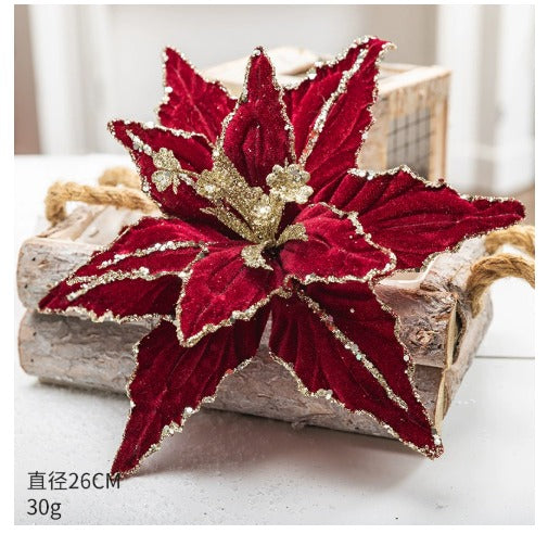 Artificial Flowers  Christmas Flower Pendant New Simulation Pattern Diy Red Multi Layered Christmas Tree Decoration