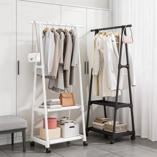 Simple coat rack Floor-to-ceiling clothes rack Household storage rack Bedroom three-dimensional clothes rack Foyer hanger