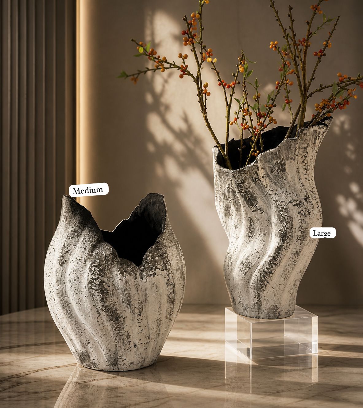 Shell-Inspired Statement Vase Set