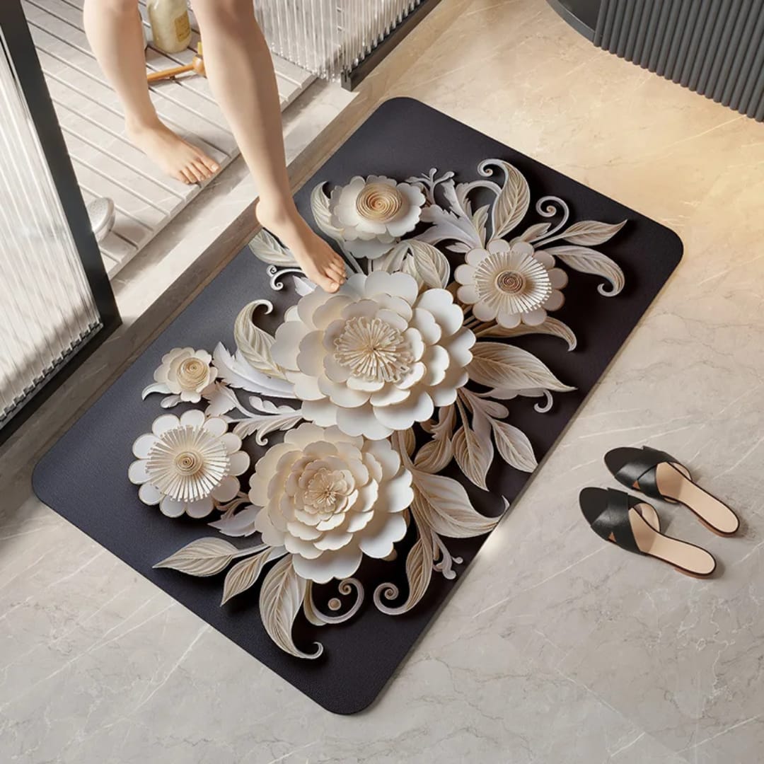 Soft flower 3d absorbent bathroom mat