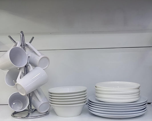 24pcs white themed dinner set