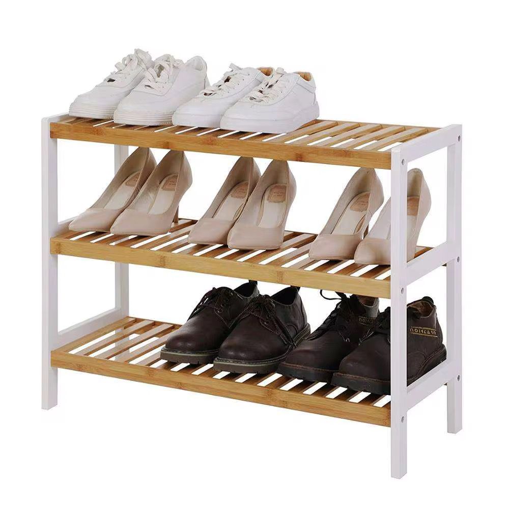 3 layer natural bamboo shoe rack/ storage organizer .