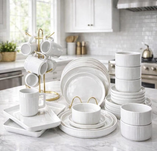 32pcs matte Stoneware glossy Finish