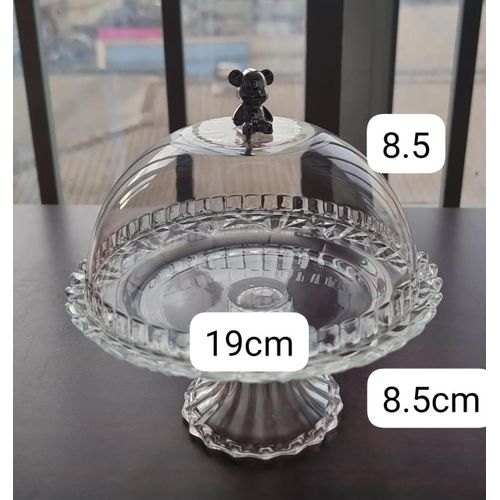 19x8.5cm Glass Base Acrylic Cover Household Snack Plate
